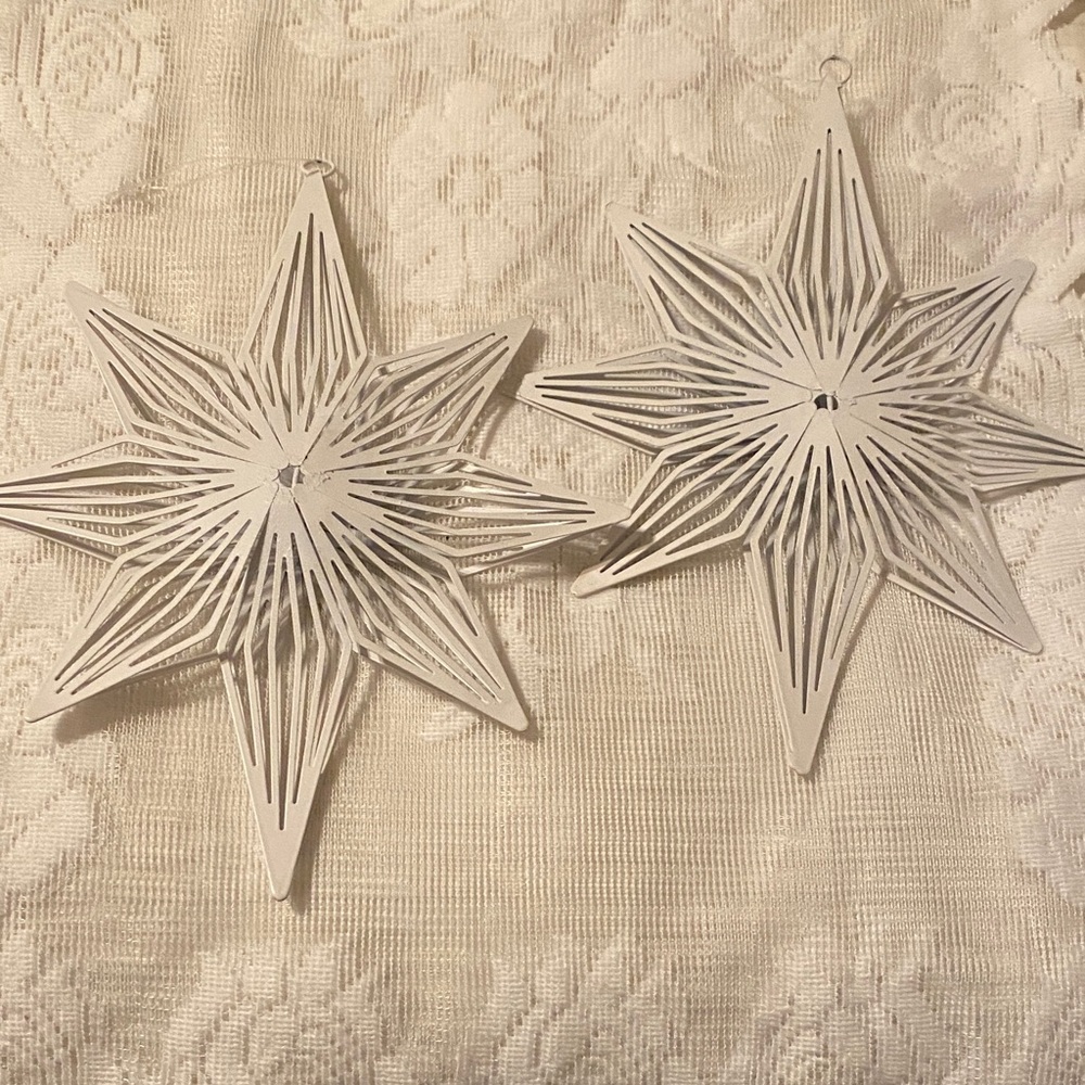 NWOT Set of Two Metal Star Snowflake Ornaments